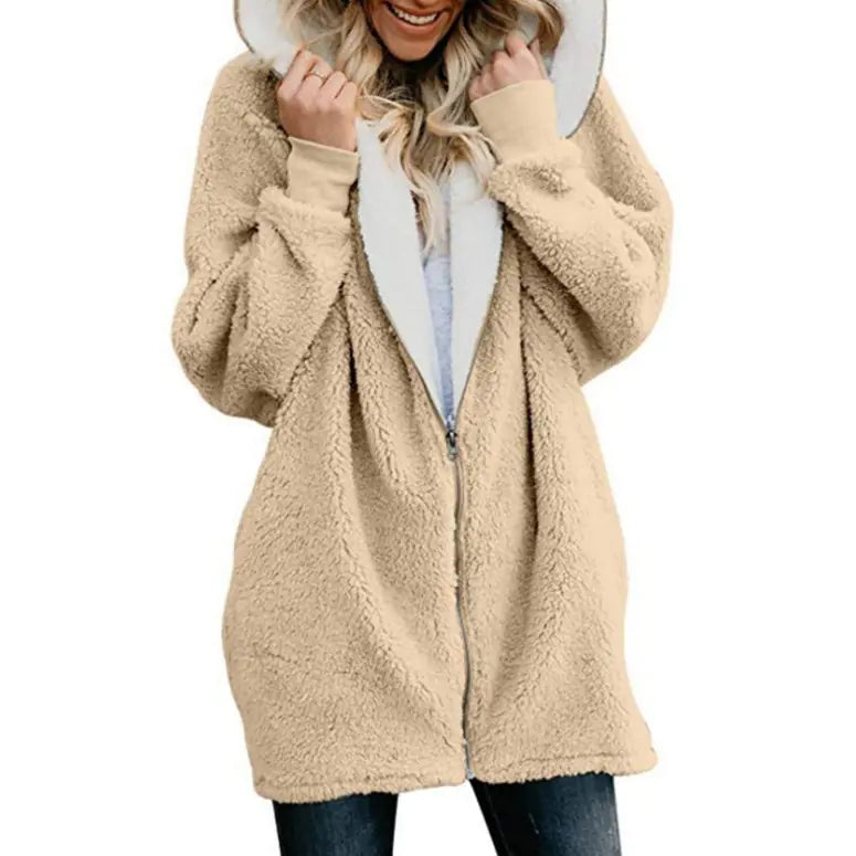 Women's Hooded Plush Long Sweatshirt Coat 2019 Fall