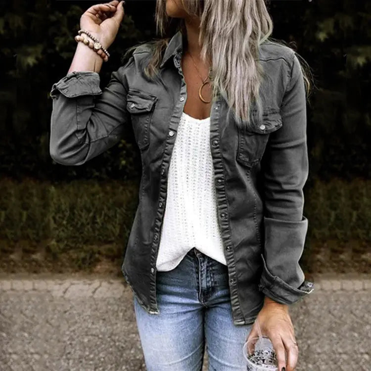 GD0905 Long Sleeve Denim Shirt for Women