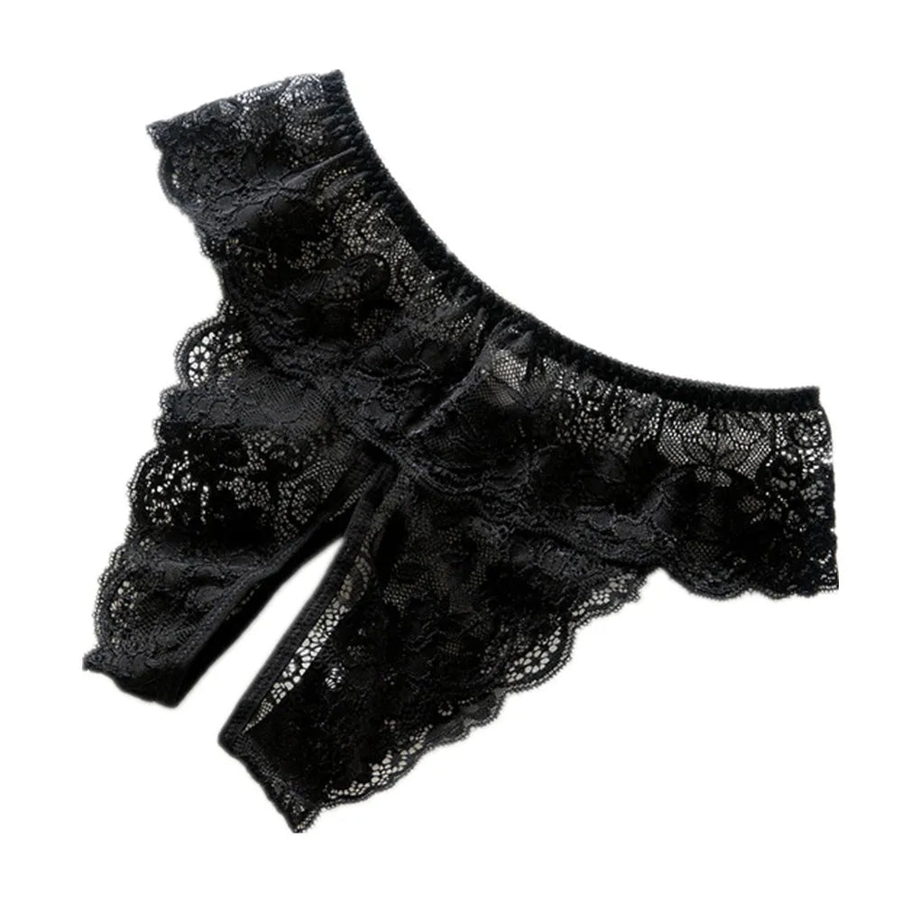 Women Sexy Opening Crotch Panties Lace Open Spandex Crotchless Thongs for Sex plus Size Female Underpants Sex Briefs Tangas