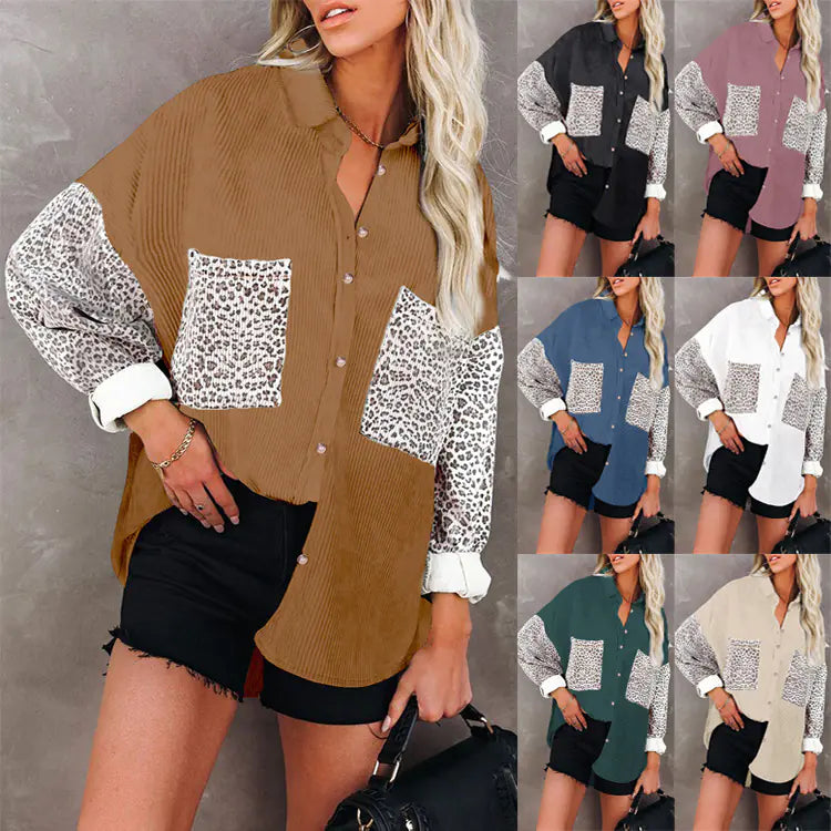 Leopard Print Loose Long Sleeve Jacket for Women