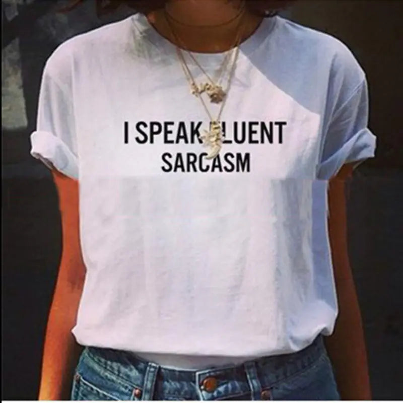 Letter Print Round Neck T-Shirt