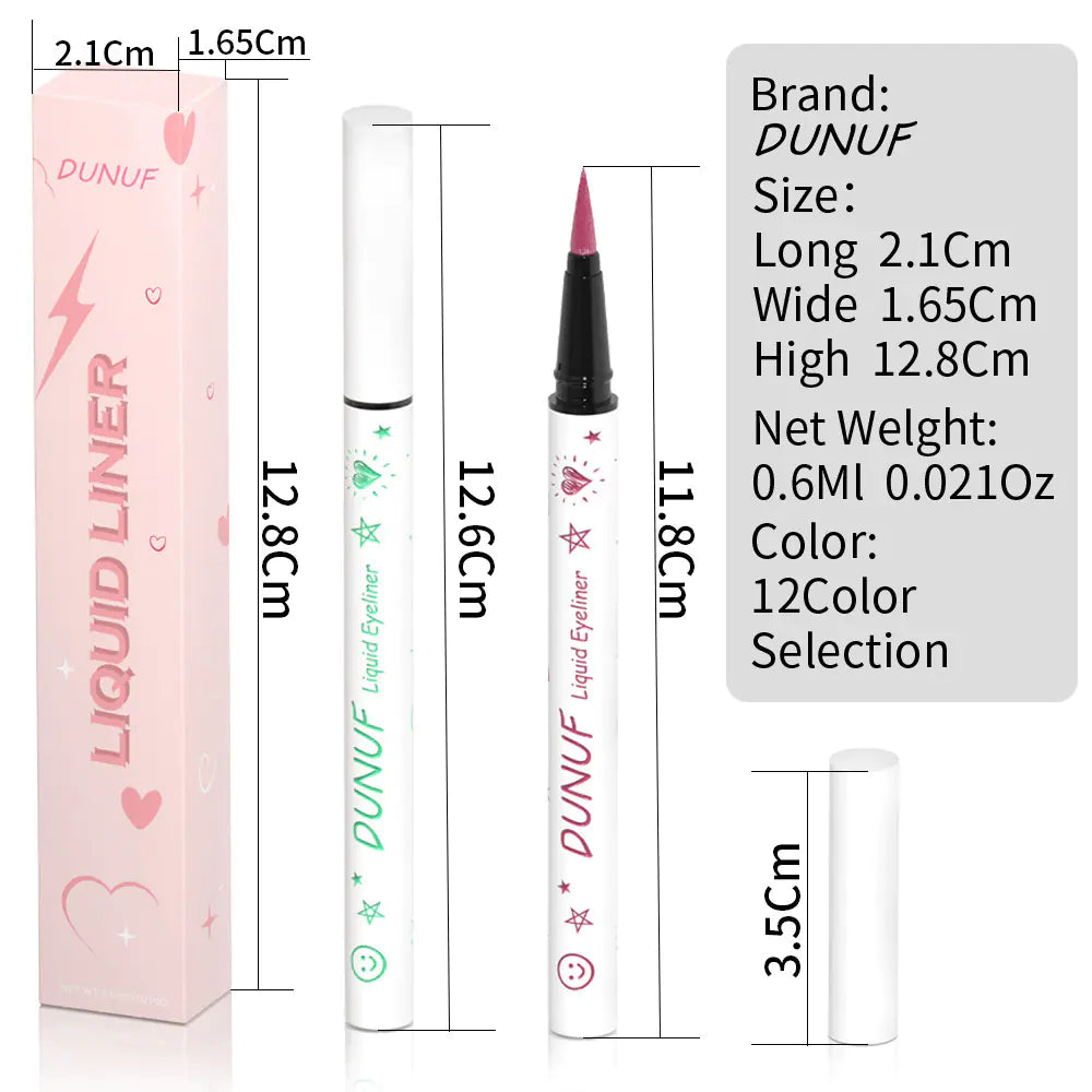 12 Color Waterproof Liquid Eyeliner Pencil Set
