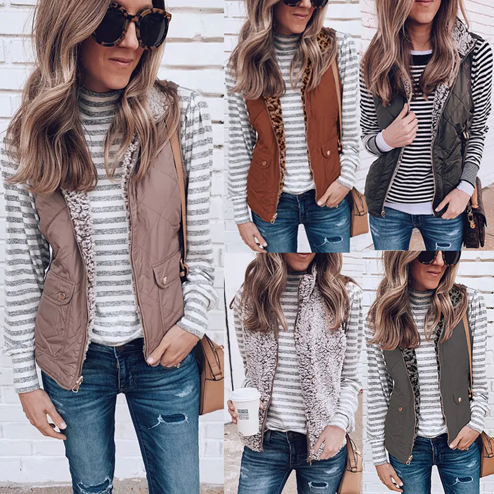 Reversible Zipper Pocket Women's Vest for Fall/Winter