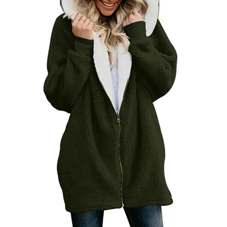 Women's Hooded Plush Long Sweatshirt Coat 2019 Fall