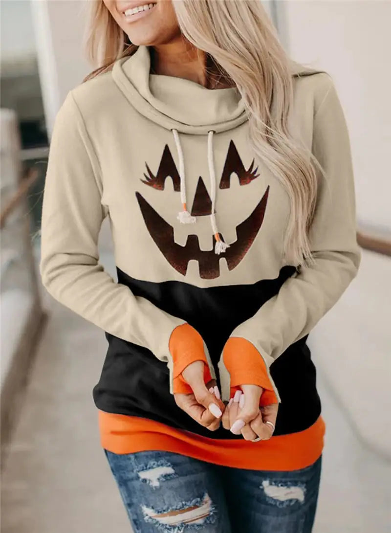 Thumb Pullover Round Neck Long Sleeve Women's Top