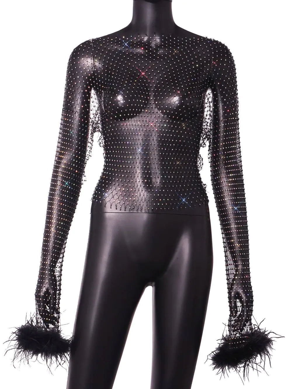 Rhinestone Hollow Out Long Sleeve Women's T-Shirt