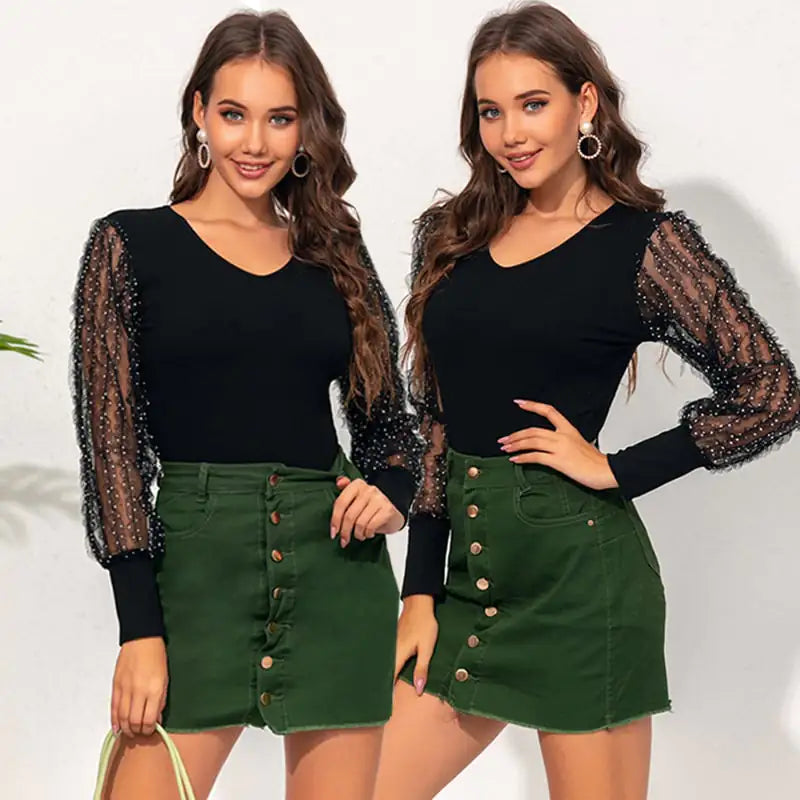 Single-Breasted Denim Miniskirt for Women