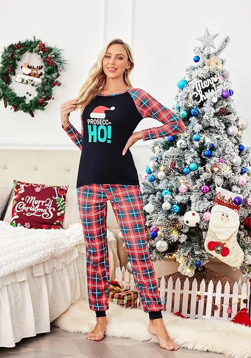 Women Christms Pajama Sets Jogger Long Sleeve Print Tops and Jogger Pajama Pants Soft Pjs Sleepwear