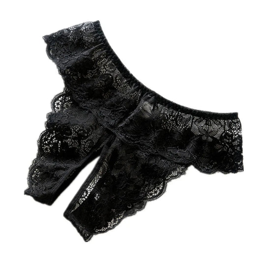 Women Sexy Opening Crotch Panties Lace Open Spandex Crotchless Thongs for Sex plus Size Female Underpants Sex Briefs Tangas