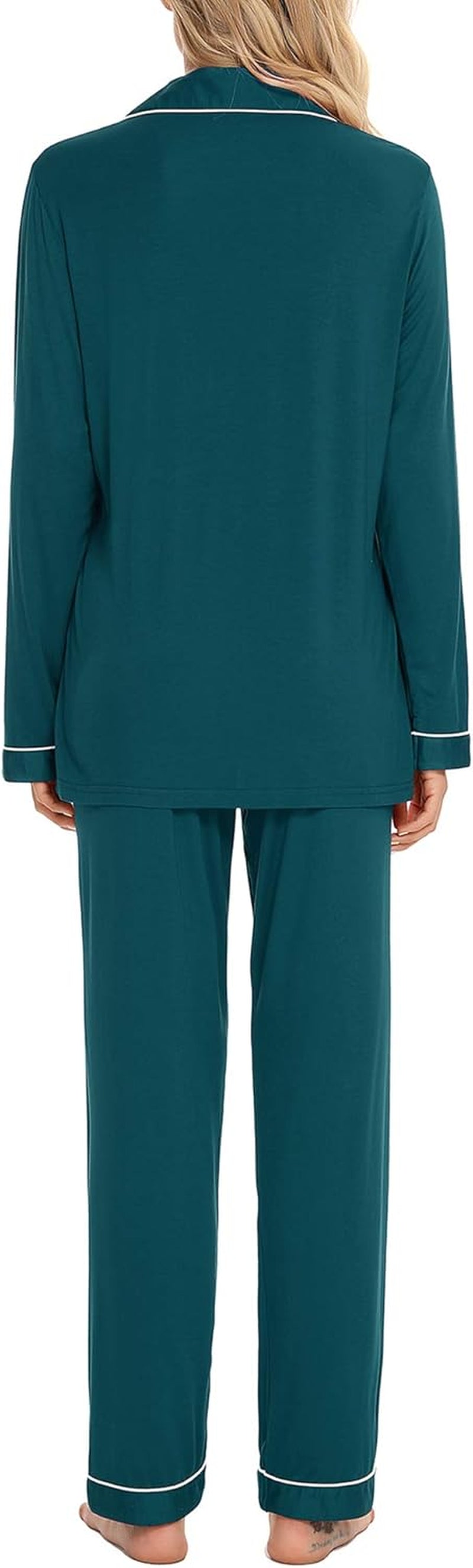 Pajamas for Women Soft Button up Pajama Set Long Sleeve Shirt and Pajama Pants Lounge Sets S-XXL