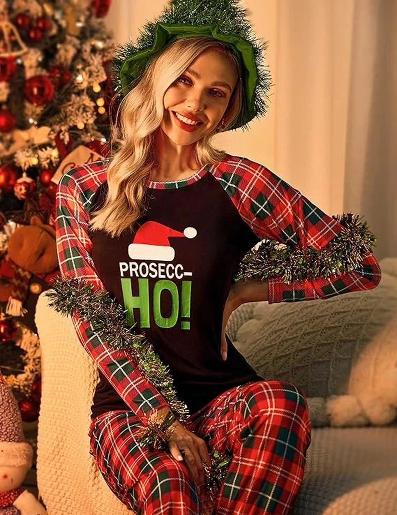Women Christms Pajama Sets Jogger Long Sleeve Print Tops and Jogger Pajama Pants Soft Pjs Sleepwear