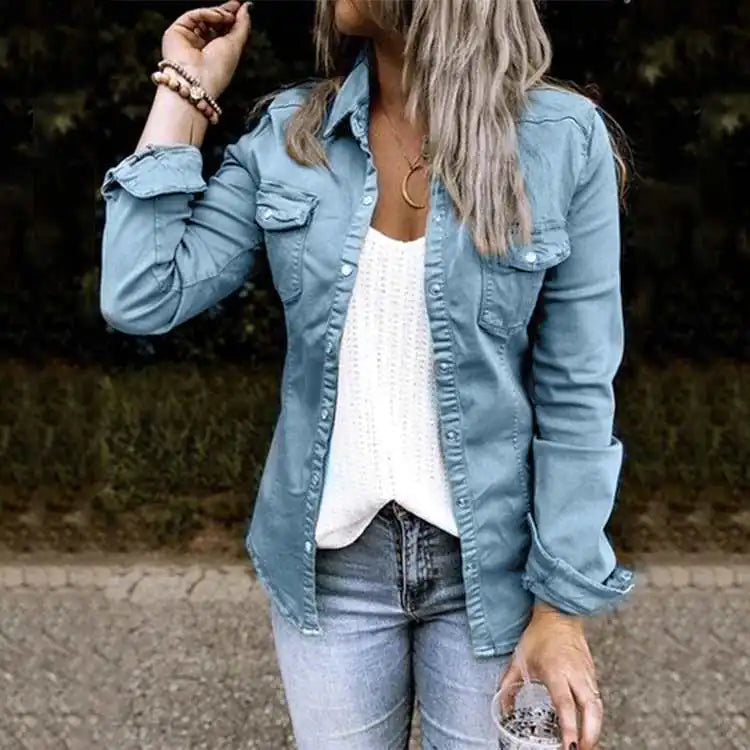 GD0905 Long Sleeve Denim Shirt for Women