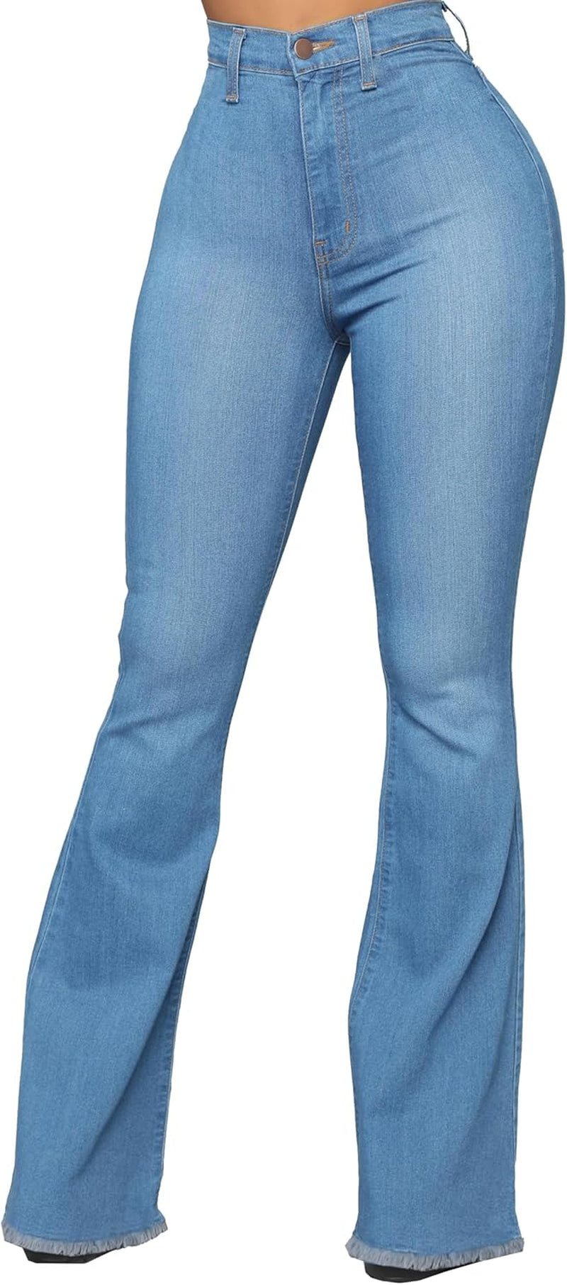 Bell Bottom Jeans for Women Vintage High Waisted Ripped Hole Raw Hem Denim Flare Jeans Pants