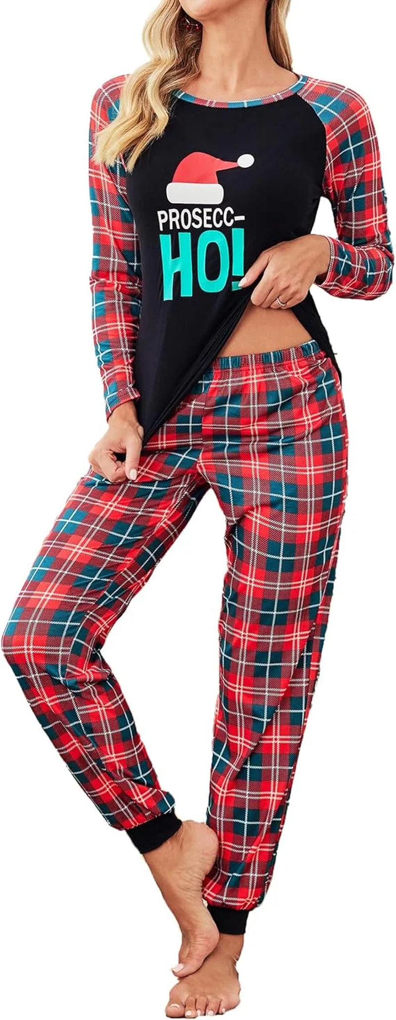 Women Christms Pajama Sets Jogger Long Sleeve Print Tops and Jogger Pajama Pants Soft Pjs Sleepwear