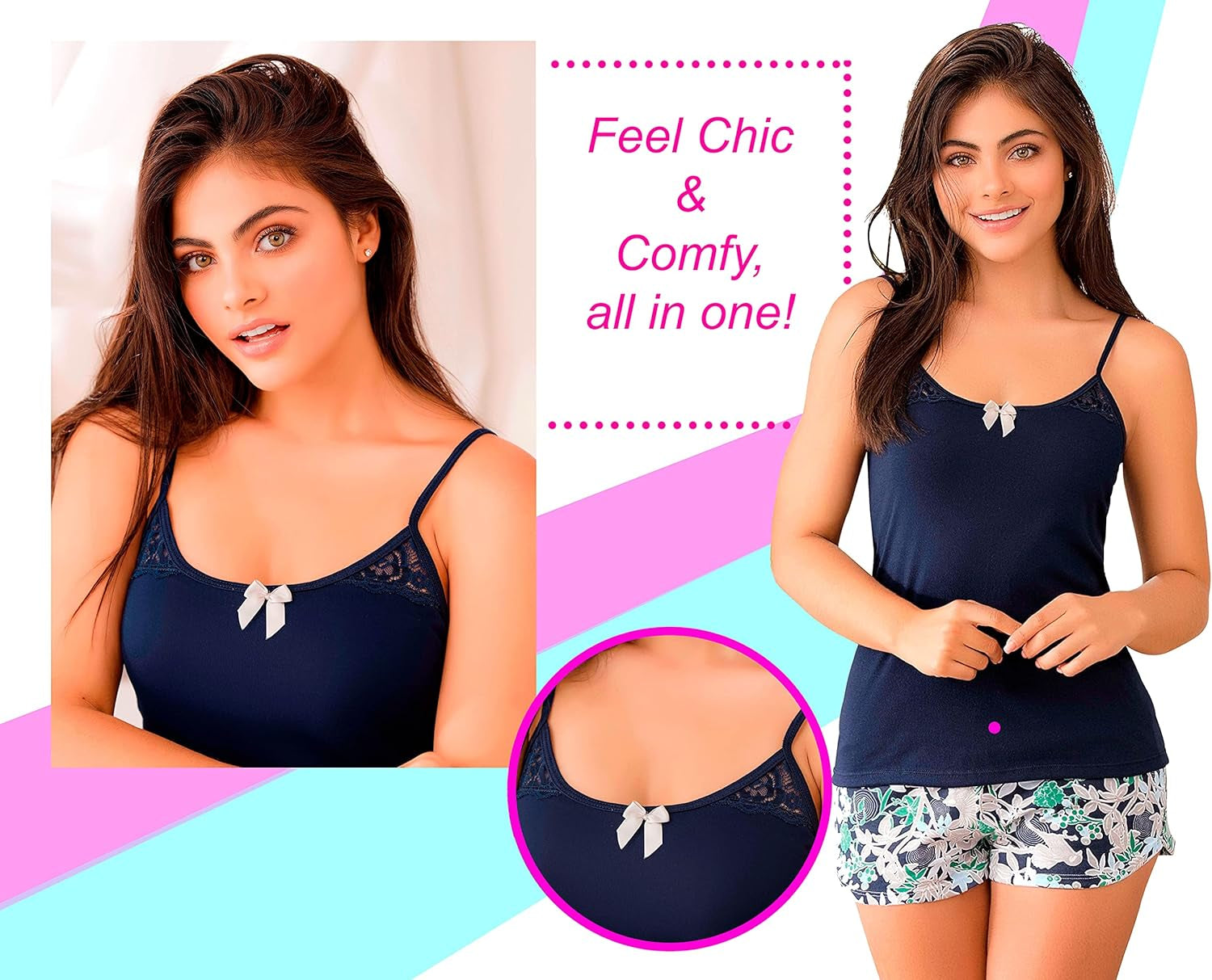 Pajama Set for Women Sleeveless Cami & Shorts PJ Sets Cute 2Pc |Fashionable Women’S Pjs - Pijamas De Mujer