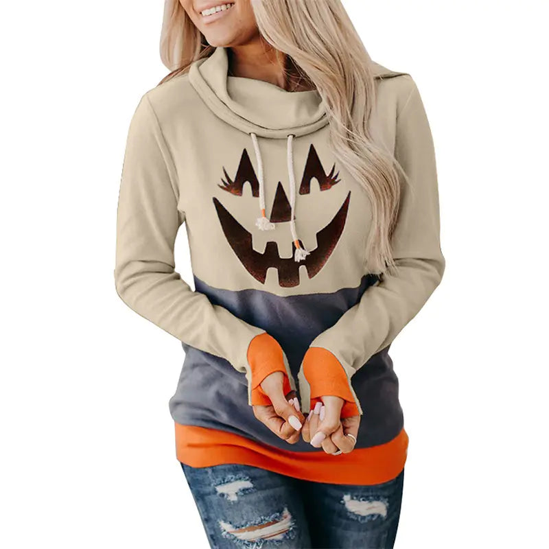 Thumb Pullover Round Neck Long Sleeve Women's Top
