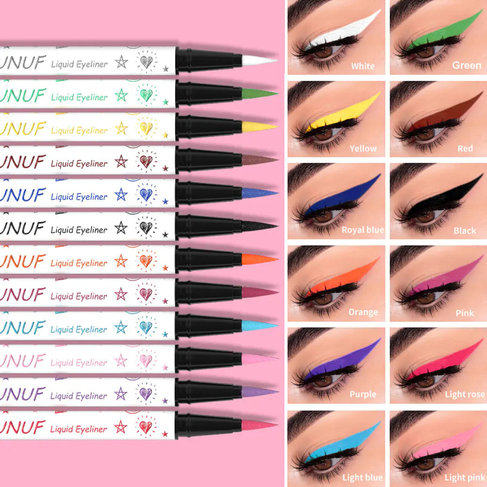 12 Color Waterproof Liquid Eyeliner Pencil Set