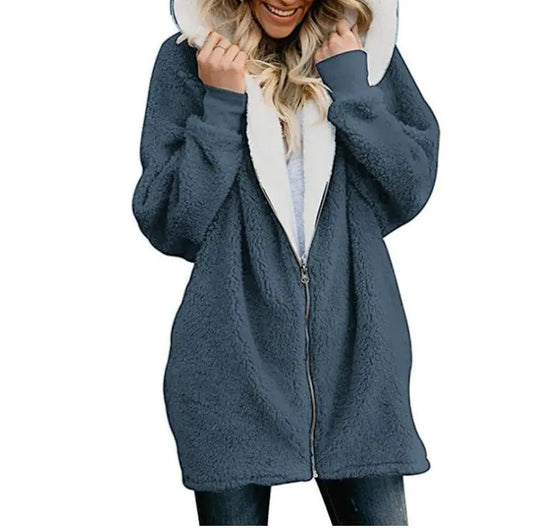Women's Hooded Plush Long Sweatshirt Coat 2019 Fall