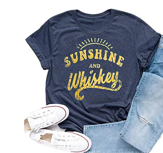 Round Neck Letter Print T-Shirt