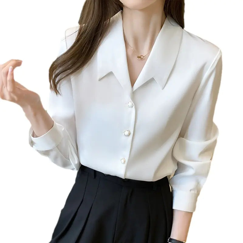 2023 Fall Long Sleeve Satin Shirt for Women