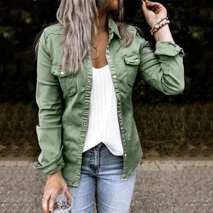 GD0905 Long Sleeve Denim Shirt for Women
