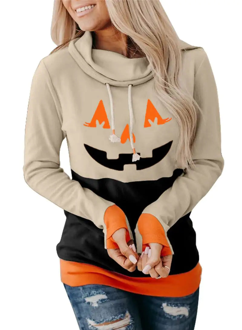 Thumb Pullover Round Neck Long Sleeve Women's Top
