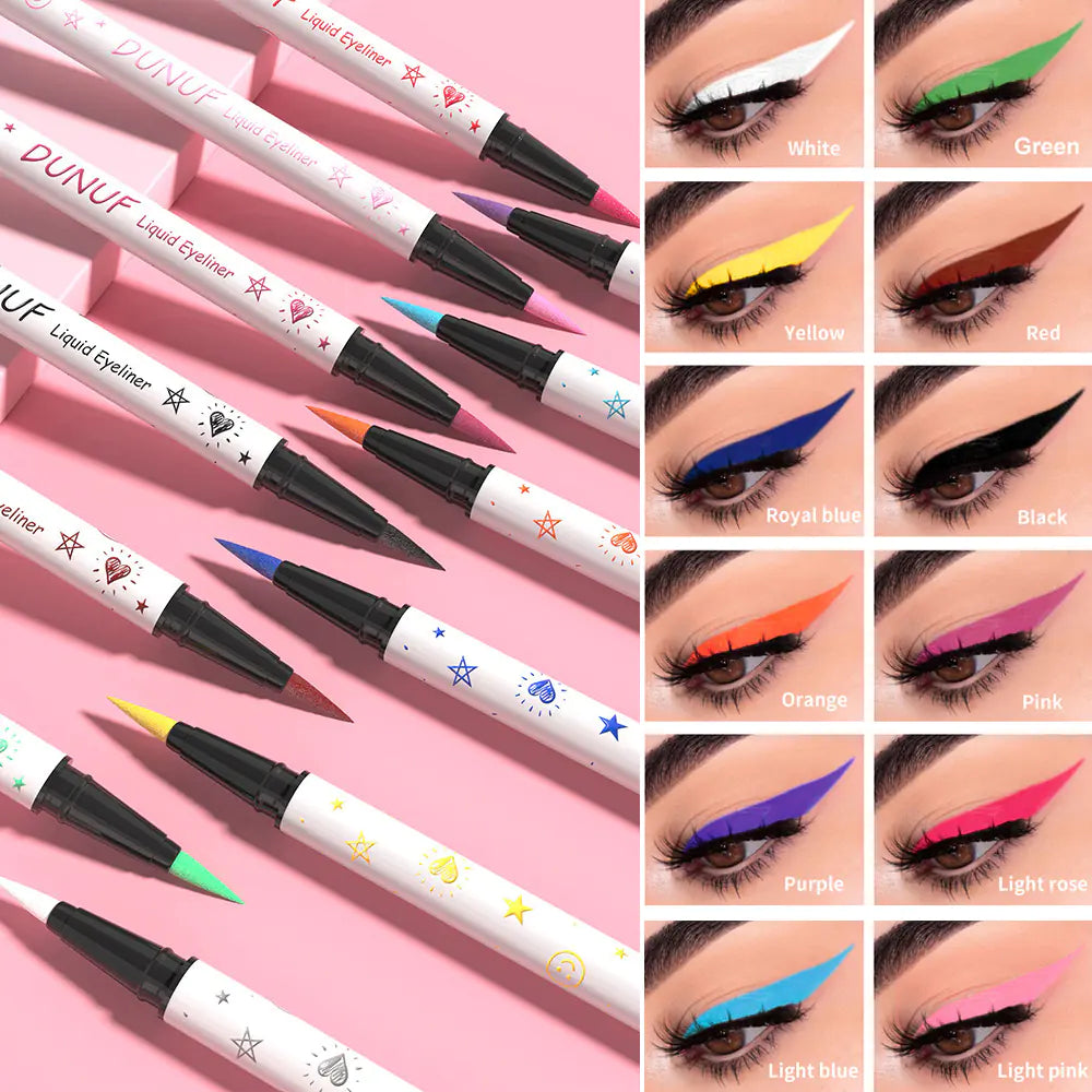 12 Color Waterproof Liquid Eyeliner Pencil Set