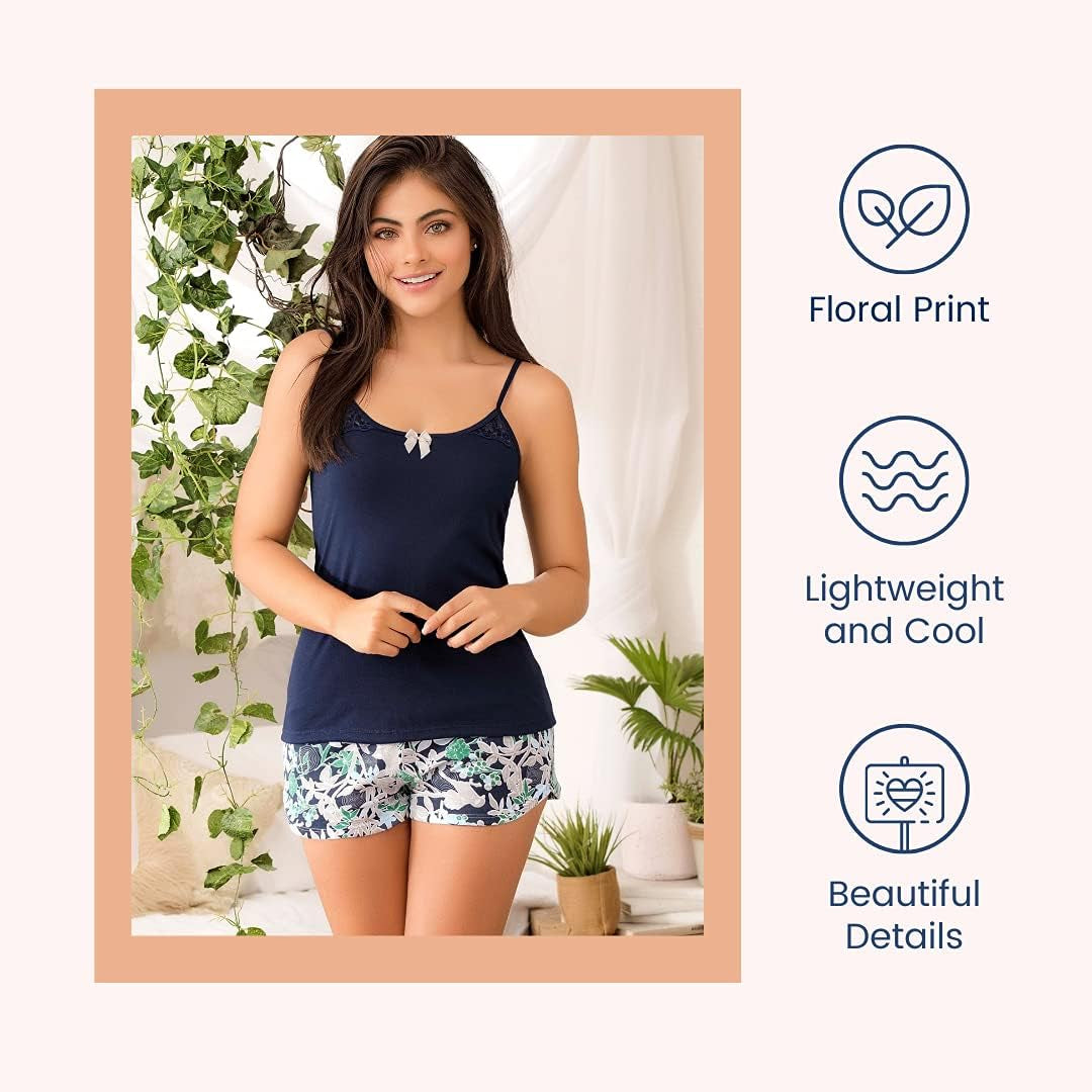 Pajama Set for Women Sleeveless Cami & Shorts PJ Sets Cute 2Pc |Fashionable Women’S Pjs - Pijamas De Mujer