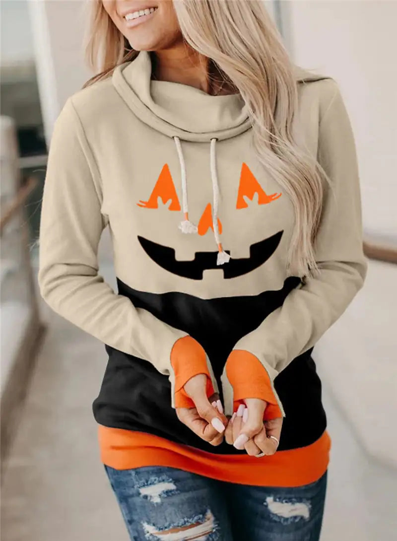 Thumb Pullover Round Neck Long Sleeve Women's Top