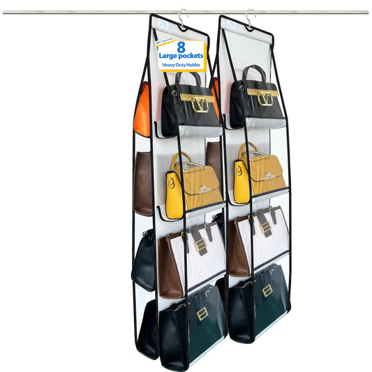 zebricolo purse organizer 2Pack purse organizer for closetNEW improved Larger purse storage Heavy Duty Hookshandbag organizer Space-Saving Design closet organizer Visibility White/Black