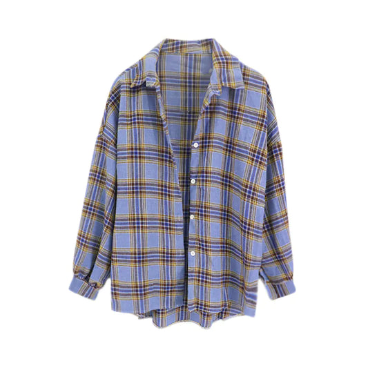 Lightweight Long Sleeve Plaid Shirt for Women