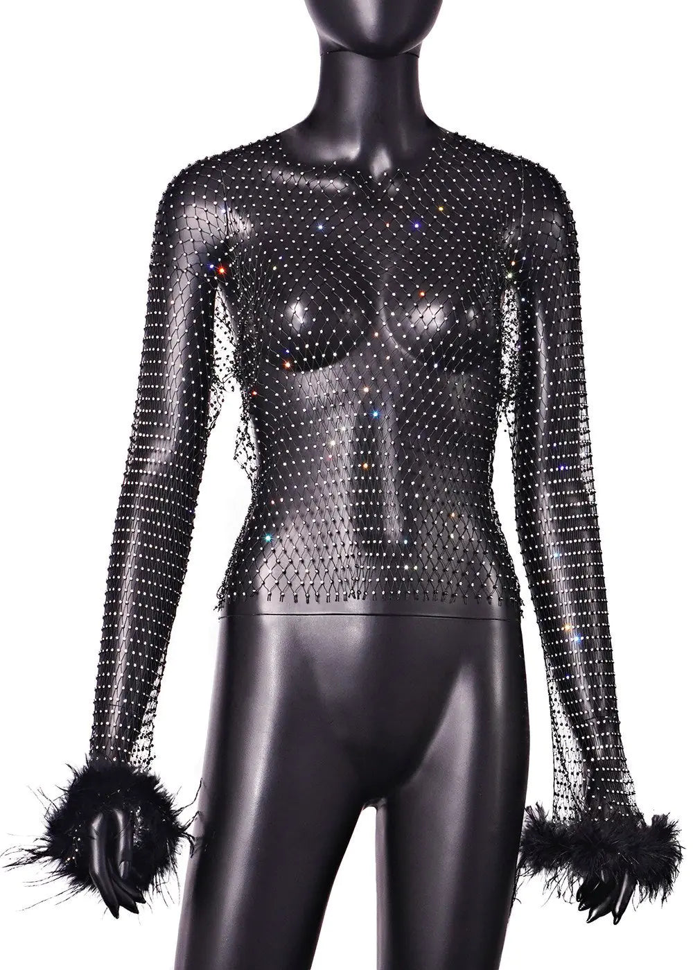 Rhinestone Hollow Out Long Sleeve Women's T-Shirt