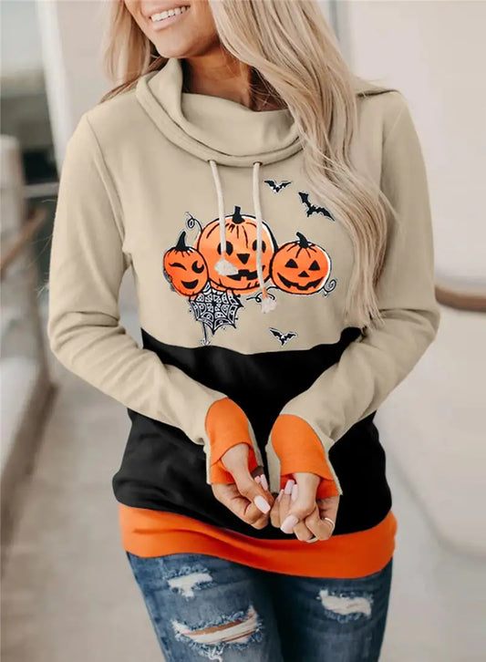 Thumb Pullover Round Neck Long Sleeve Women's Top