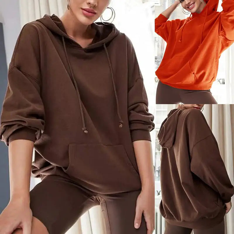 Loose Hooded Pullover for Fall and Winter