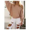 Fall Winter Off-Shoulder Ribbed Sweater Top