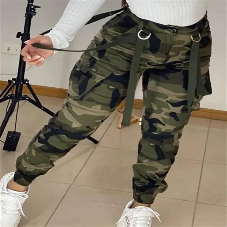 Women's Camouflage Webbing Pencil Pants